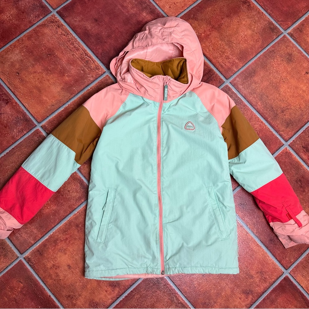 Burton Kids Ski Coat in Mint and Coral